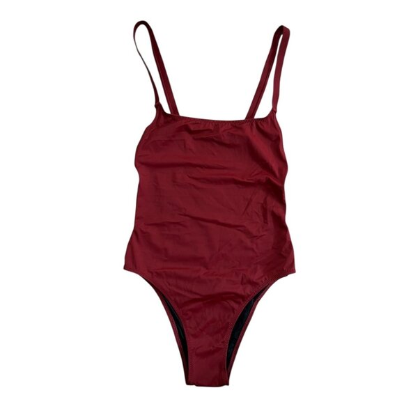 Solid & Striped Swim Team Toni Open Back One Piece Swimsuit Burgundy S Cheeky - Picture 1 of 8